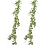 Lot de 2 guirlandes de buis artificielles, 1, 8 m, guirlande de vigne � suspendre pour d�coration murale ...