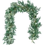 Lot de 2 guirlandes d'eucalyptus artificiels avec feuilles de saule, 6, 5 pieds de fausses vignes vertes ...