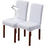 Lot de 2 housses de chaise de salle � manger extensibles, amovibles et lavables (blanc)