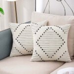 Lot de 2 housse coussin 45x45cm, coussin decoratif boheme taie d'oreiller carr�e tiss�e moderne pour ...
