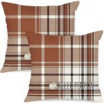 Lot de 2 housses coussin automne aquarelle 45x45cm noir brun blanc