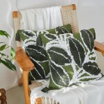 Lot de 2 housses de coussin boh�mes 45x45 cm, en toile de coton jacquard textur�e avec pompons, id�ales ...