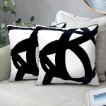 Lot de 2 housses coussin boh�me noir blanc 45, 7x45, 7 cm art abstrait