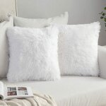 Lot de 2 housses de coussin de canapé en fourrure de luxe, décor de canapé, chambre à coucher, lit, taies ... Lot de 2 housses de coussin de canapé en fourrure de luxe, décor de canapé, chambre à coucher, lit, taies ...