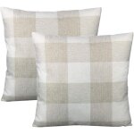Lot de 2 housses de coussin carrées 50 x 50 cm style rustique beige et blanc rétro pour canapé bureau ... Lot de 2 housses de coussin carrées 50 x 50 cm style rustique beige et blanc rétro pour canapé bureau ...