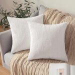 Lot de 2 housse de coussin d�coratif en velours c�tel� canap� taie d'oreiller douce pour maison salon ...