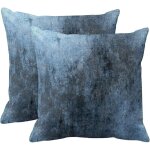 Lot de 2 housses de coussin d�coratives bleues, design moderne et r�tro, taie d'oreiller carr�e 45, 7x45, ...