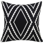 Lot de 2 housses de coussin d�coratives � rayures g�om�triques, noir et blanc, modernes, 45x45 cm, pour ...