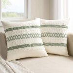 Lot de 2 housses de coussin d�coratives style boh�me vert sauge 45x 45 cm, en coton rustique et moderne, ...