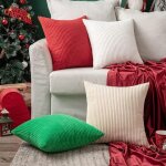 Lot de 2 housse de coussin decorative en velours c�tel� canap� taie d'oreiller douce pour maison salon ...