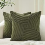 Lot de 2 housses de coussin d�coratives vert olive 45 x 45 cm pour canap� - lit boho home decor doux ...