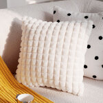 Lot de 2 housses de coussin en fausse fourrure blanche, 45x45 cm, d�coratives, texture plaid, pour canap�, ...