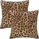 Lot de 2 housses coussin l�opard 45x45 cm d�coratif moderne