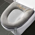 Lot de 2 housses de si�ge de toilette douces et �paisses avec poign�e pour abattant wc - lavable - convient ...