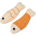 Bricoline - lot de 2 jouets peluche poisson pour chat jaune moutarde 12 cm