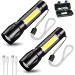 Lot de 2 lampes de poche led rechargeables, super lumineuses, mise au point r�glable, 3 modes d'�clairage, ...