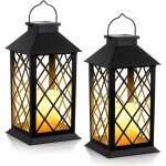 Lot de 2 lanternes solaires creuses suspendues, avec bougies led vacillantes sans flamme, d�coratives ...