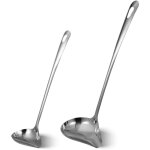 Lot de 2 louches  sauce avec bec verseur et cuillres  soupe en acier inoxydable