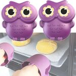 Lot de 2 maniques en silicone en forme de hibou amusant, r�sistantes � la chaleur pour la cuisine et ...