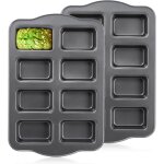 Lot de 2 mini moules � pain � 8 cavit�s, antiadh�sifs, rectangulaires en acier au carbone pour pain de ...
