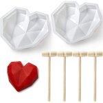 Lot de 2 moules � g�teau en forme de c?ur en forme de diamant, moule � p�tisserie en silicone antiadh�sif ...
