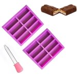 Lot de 2 moules rectangulaires en silicone, 8 cavit�s souples et antiadh�sifs, pour barres de c�r�ales, ...