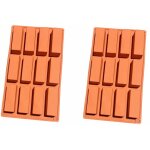 Lot de 2 moules silicone rectangulaires 12 cavit�s ? moule silicone barre de c�r�ales, moule financier ...