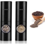 Lot de 2 moulins � sel et � poivre �lectriques aliment�s par piles avec lumi�re led pour poivre blanc, ...