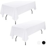 Lot de 2 nappe blanche rectangulaire 145x259cm nappe blanche tissu nappe blanche polyester tissu de table ...