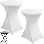 Lot de 2 nappes rondes et lastiques pour table haute, diamtre 80 cm , avec poches pour pieds, pour ...