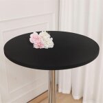Lot de 2 nappes rondes noires ajust�es de 31. 5 pouces pour table de cocktail, housse de table de bar ...