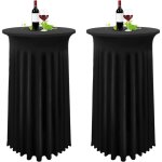 Aougo - lot de 2 noir housse pour table haute, nappe mange debout 80 x 110 cm, noir nappe jupe plissée ... Aougo - lot de 2 noir housse pour table haute, nappe mange debout 80 x 110 cm, noir nappe jupe plissée ...
