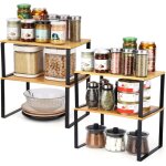 Lot de 2 organisateur cuisine placard en bambou naturel - empilable et extensible - organisateur placard ...
