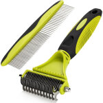 Lot de 2 outils de d�m�lage pour animaux de compagnie : r�teau � sous - poil double face et peigne d�m�lant ...