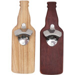 Lot de 2 ouvre - bouteilles magn�tiques muraux en bois rouge, pour r�frig�rateur, brique, ciment, bois ...