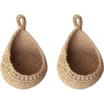 Lot de 2 paniers muraux � suspendre, panier de rangement pour l�gumes et fruits en corde de coton d�coratif ...