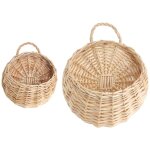 Feiyue - lot de 2 paniers en paille et en osier pour pots de fleurs en osier, paniers muraux suspendus ... Feiyue - lot de 2 paniers en paille et en osier pour pots de fleurs en osier, paniers muraux suspendus ...