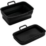 Lot de 2 paniers pliables en silicone pour friteuse � air comprim� rectangulaire avec canaux d'huile ...