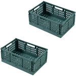 Lot de 2 paniers de rangement pliables pour bureau, vert fonc�, format compact