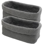 Lot de 2 paniers de rangement, paniers de salle de bain crochet�s, 29 x 15 x 18, 5 cm, panier gris pour ...