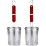 Lot de 2 passoires � p�tes micro - perfor�es en acier inoxydable avec poign�e, pour raviolis et nouilles, ...