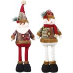 Lot de 2 peluches de no�l extensibles de grande taille, p�re no�l et bonhomme de neige debout avec branches ...