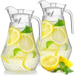 Lot de 2 pichets en acrylique transparent de 1, 4 l avec couvercle et bec verseur, carafe à thé glacé ... Lot de 2 pichets en acrylique transparent de 1, 4 l avec couvercle et bec verseur, carafe à thé glacé ...