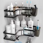 Lot de 2 pi�ces de support de rangement triangulaire en fer sans poin�on, �gouttoir de salle de bain, ...