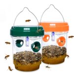 Lot de 2 pi�ges � gu�pes solaires, pi�ges � abeilles suspendus pour l'ext�rieur (vert et orange)
