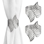 Lot de 2 pinces � rideaux d�coratives en alliage de zinc (argent)