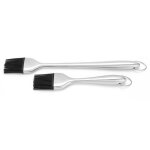 Lot de 2 pinceaux � huile en silicone avec manche en acier inoxydable argent�, accessoires de cuisine ...