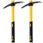 Lot de 2 pioche de jardin de 38 cm avec poigne en fibre de verre, pioche de jardin mattock pour jardinage, ...