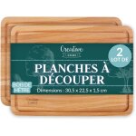 Lot 2 planches � d�couper bois h�tre 30, 5x22, 5 cm cuisine