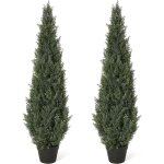 Hoerfuriy - lot de 2 plantes de cdre artificielles - 120 cm - pin vert - protection uv - pour la maison, ...